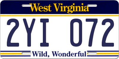WV license plate 2YI072