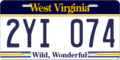 WV license plate 2YI074
