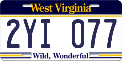 WV license plate 2YI077