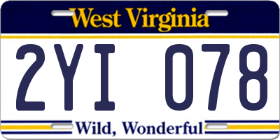 WV license plate 2YI078