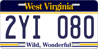 WV license plate 2YI080