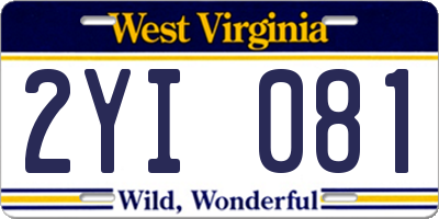 WV license plate 2YI081