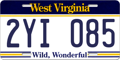 WV license plate 2YI085