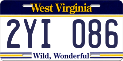 WV license plate 2YI086
