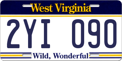 WV license plate 2YI090