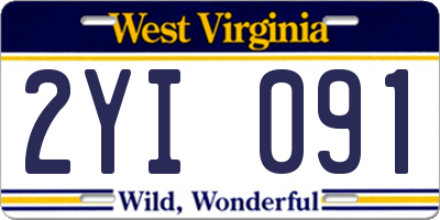 WV license plate 2YI091