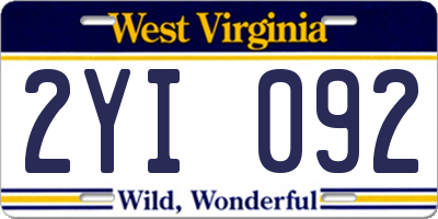 WV license plate 2YI092