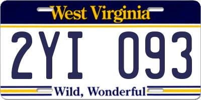 WV license plate 2YI093