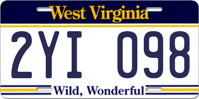 WV license plate 2YI098