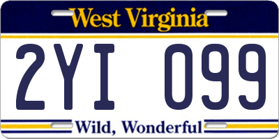 WV license plate 2YI099