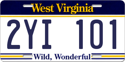 WV license plate 2YI101