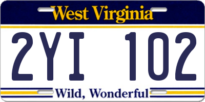 WV license plate 2YI102