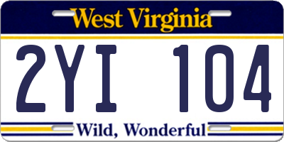 WV license plate 2YI104