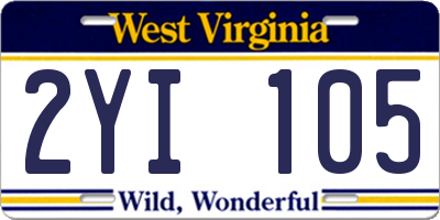 WV license plate 2YI105