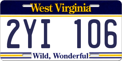WV license plate 2YI106