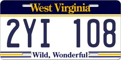 WV license plate 2YI108