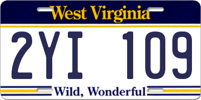 WV license plate 2YI109