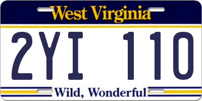 WV license plate 2YI110