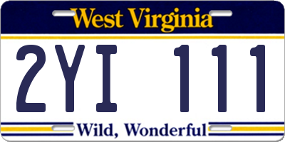 WV license plate 2YI111