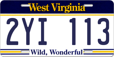WV license plate 2YI113