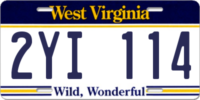 WV license plate 2YI114