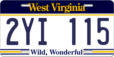 WV license plate 2YI115