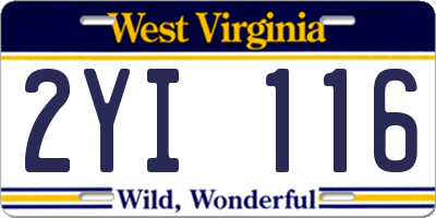 WV license plate 2YI116