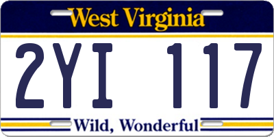WV license plate 2YI117