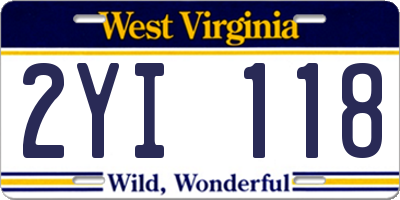 WV license plate 2YI118