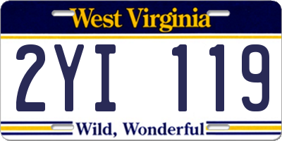 WV license plate 2YI119