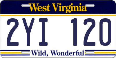 WV license plate 2YI120