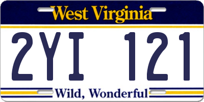 WV license plate 2YI121