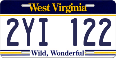 WV license plate 2YI122
