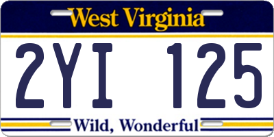 WV license plate 2YI125
