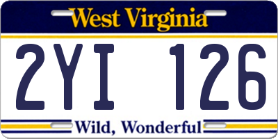 WV license plate 2YI126