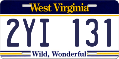WV license plate 2YI131