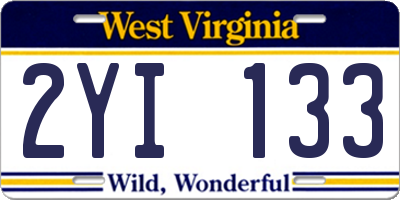 WV license plate 2YI133