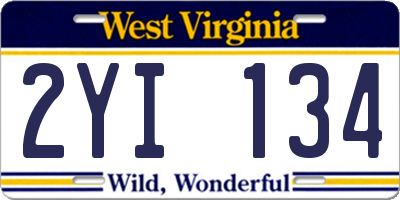 WV license plate 2YI134