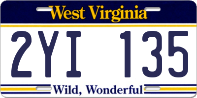 WV license plate 2YI135