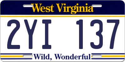 WV license plate 2YI137