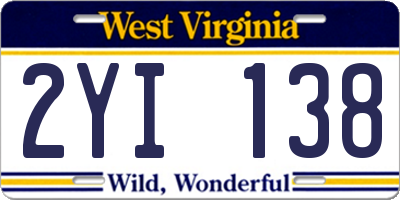 WV license plate 2YI138
