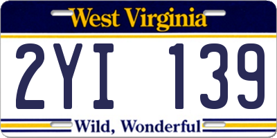 WV license plate 2YI139