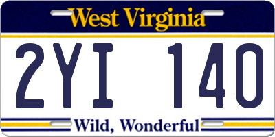 WV license plate 2YI140