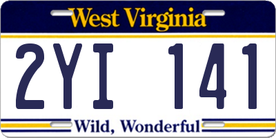 WV license plate 2YI141