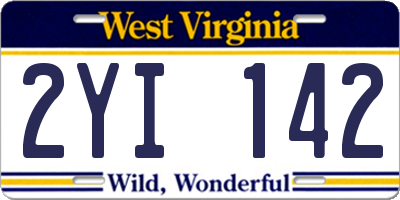 WV license plate 2YI142