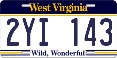 WV license plate 2YI143