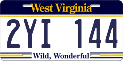 WV license plate 2YI144