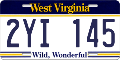 WV license plate 2YI145