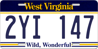 WV license plate 2YI147
