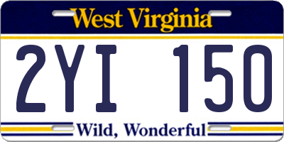 WV license plate 2YI150